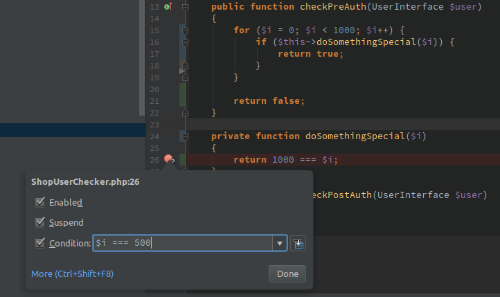 Creating a conditional breakpoint